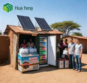 Refrigerador Huafeng AC DC 12v 24V alimentado por panel solar, con congelador superior, para uso residencial. - Product Image 1