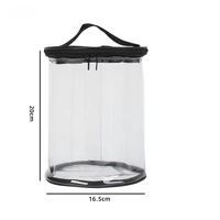 Sac cylindrique transparent en PVC avec logo personnalisé, pour maquillage, cosmétiques, emballage, organiseur de voyage, fermeture éclair