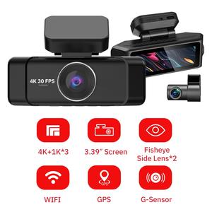 Câmera Veicular UltraHD 4K Mini de 4 Canais 360° com GPS, Tela IPS, Câmeras Frontal/Traseira, Lentes Olho de Peixe, WiFi e <span class=keywords><strong>DVR</strong></span> Automotivo para Caixa Preta de Carro - Product Image 4