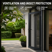 Puerta de Entrada Abatible de Aluminio con Apertura Exterior, Doble Acristalamiento, con Cerradura, Aislamiento Térmico y Acústico, para Patio