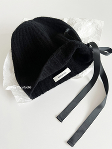 Chapeau en <span class=keywords><strong>laine</strong></span> australienne Jennie sans couture, tricoté en une seule pièce, avec nœud, pour l'automne et l'hiver - Product Image 5