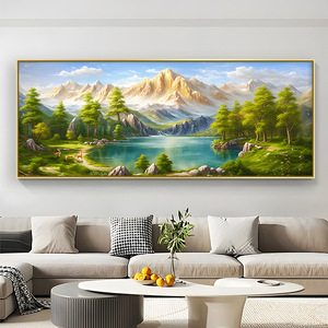Landscape Painting With Treasure Basin Design Aluminum Alloy <b>Frame</b> Contemporary Living Room <b>Wall</b> Art Single Piece Crystal - Product Image 1