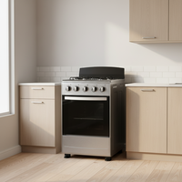 Oven kompor tanam mewah berbahan stainless steel, berukuran 20 inci, 4 lubang, berbahan bakar gas elektrik propana Amerika, untuk restoran.