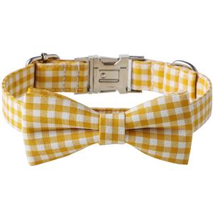 Collar de perro a cuadros de estilo único de Tanpopo con pajarita, regalo para mascotas, ajustable, suave, macarrón Color, lazo, tela estampada, Collar de cuello de perro - Product Image 4