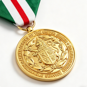 Médaille commémorative en métal plaqué or 3D avec ruban, souvenir pour événements - Product Image 3