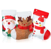 Sac cadeau de Noël personnalisé, motif chaussettes de dessin animé mignonnes, fermeture éclair supérieure, étanche à l'humidité, qualité alimentaire, emballage alimentaire imprimé en héliogravure