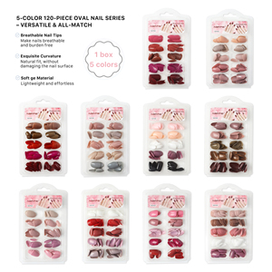 AIERFEI 120 pièces Ongles à presser ovales multicolores, kit de <span class=keywords><strong>faux</strong></span> ongles courts en acrylique, vente en gros, ensembles d'ongles en vrac - Product Image 6