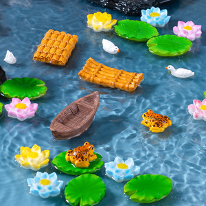 Kunstmatige Vijver Landschap Micro Hars Kikker Lotusblad Lotus Bloemen Schip Beeldjes Voor Diy Ambachtelijke Tuin Glazen Container Ornament - Product Image 1