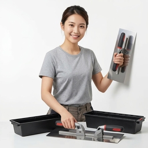 Ensemble de truelles à plâtre professionnelles EWAY à double poignée en acier inoxydable, outil de finition robuste, taille 1/4-1/2 pour le plâtrage des murs - Product Image 2