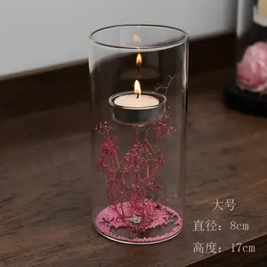 Castiçais de vidro para lâmpadas a óleo de pavio, lanternas e potes de velas, decoração moderna para casa