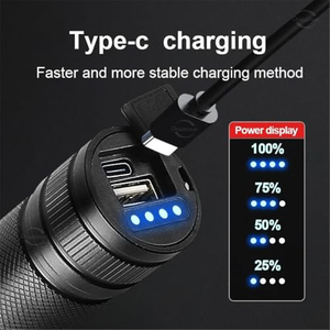ไฟฉาย LED 30W แบตเตอรี่ในตัว ชาร์จ USB ได้ ระยะ 1500 เมตร ไฟฉายพกพา ไฟฉายสำหรับตั้งแคมป์ - Product Image 2