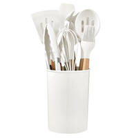 TOALLWIN Outils de cuisine intelligents Gadgets Accessoires Manche en bois Ensemble d'ustensiles de cuisine en silicone Ensemble d'ustensiles de cuisine