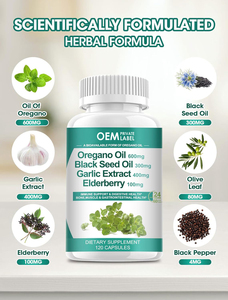 OEM Oregano Oil <b>Capsules</b> with Black Seed Oil <b>Garlic</b> Elderberry Vitamin D3 Magnesium Glycinate Oil Of Oregano <b>Capsules</b> - Product Image 3