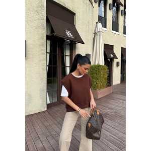 Sudadera sin mangas para mujer, color marrón, estilo Alice, con bordado de seda, top corto con capucha y cremallera, estampado de camuflaje, talla única. - Product Image 2