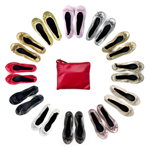 Venta al por Mayor de Zapatos de Ballet para Mujer, Zapatos Planos de Bailarina Plegables con Bolsa - Product Image 1