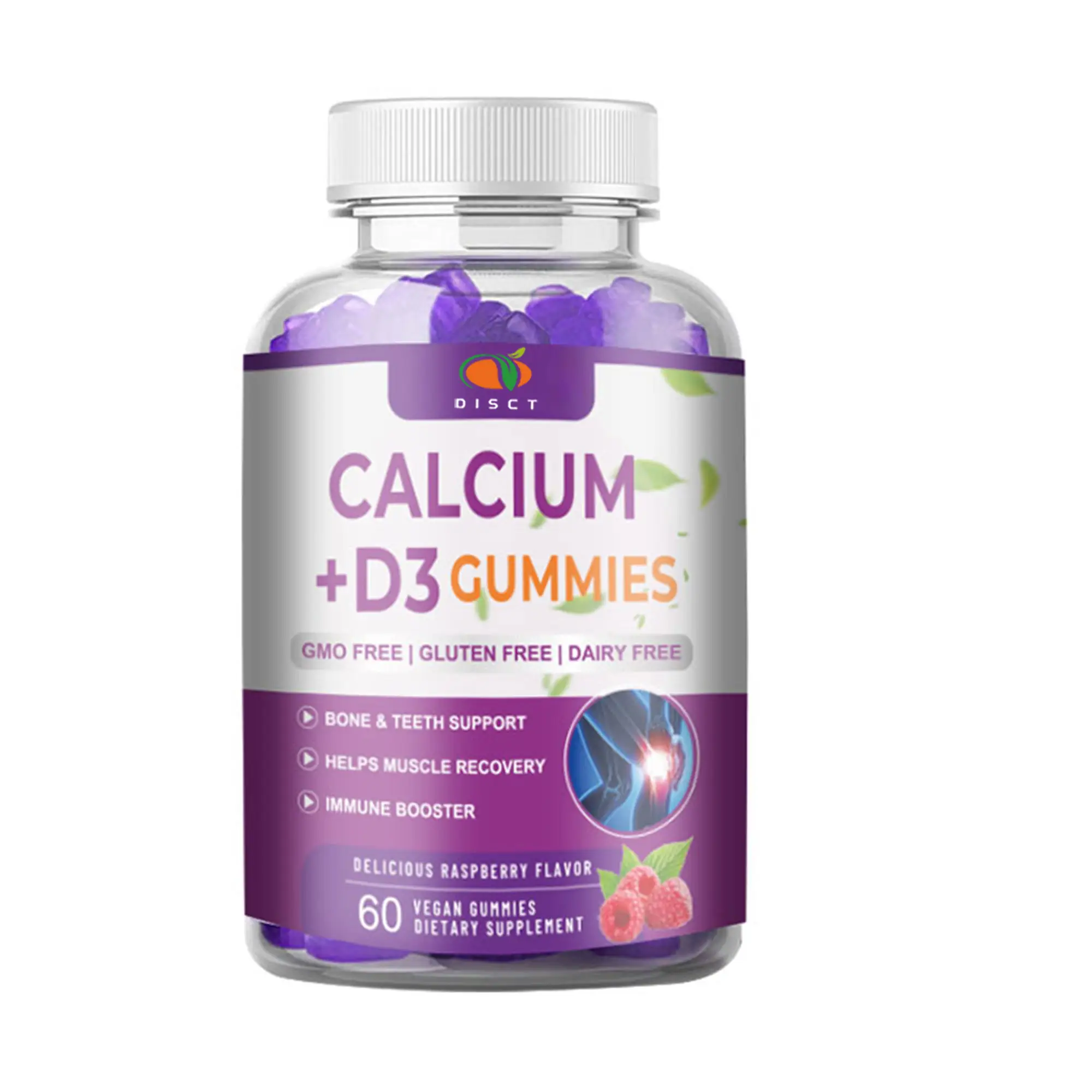 Muestra gratuita de etiqueta privada suplemento inmunológico CALCIUM + D3 & K2 gomoso para hombres y mujeres vitamina