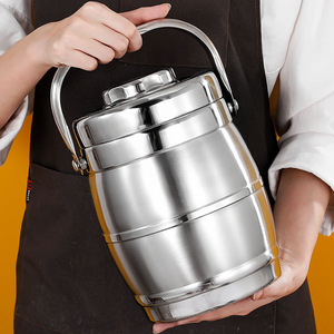 Stainless Steel Vacuum Insulated Lunch <b>Box</b> Round Portable Multi Layer Insulated Bucket Adult Use - Product Image 1