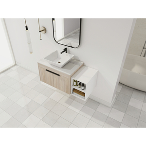Modern Design Float Bathroom Vanity With Ceramic Sink White Stone Slab <b>Small</b> Storage <b>Shelves</b> Soft Close - Product Image 4