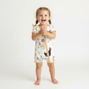 Mameluco <span class=keywords><strong>de</strong></span> Punto con Estampado Animal y Cremallera Bidireccional YKK <span class=keywords><strong>de</strong></span> Manga Corta <span class=keywords><strong>para</strong></span> Bebé, Pijama Unisex <span class=keywords><strong>de</strong></span> Algodón Orgánico <span class=keywords><strong>para</strong></span> Verano, <span class=keywords><strong>de</strong></span> 0 a 12 <span class=keywords><strong>Meses</strong></span> - Product Image 1