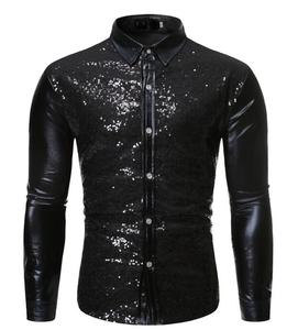 <span class=keywords><strong>Camisas</strong></span> de Lentejuelas para <span class=keywords><strong>Hombre</strong></span>, <span class=keywords><strong>Camisas</strong></span> de Vestir de Lujo de Manga Larga, <span class=keywords><strong>Camisas</strong></span> Brillantes para Bodas y Negocios - Product Image 6