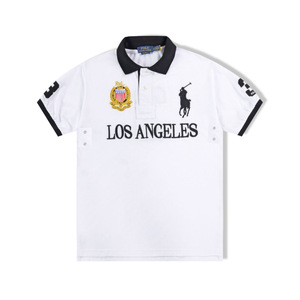 Soldes d'été transfrontalières : Chemise décontractée à manches courtes et col à revers en coton peigné respirant, lavable en machine, grande taille, avec lettres imprimées - Product Image 4