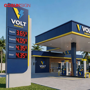 Affichage LED à 7 segments irréguliers pour prix du carburant, panneau numérique personnalisé pour station-service, étanche IP65, pour extérieur - Product Image 1