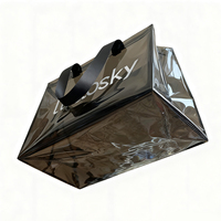 Sacs de shopping en PVC transparents personnalisés de couleur unie noire, durables, pour le sport, les voyages, les cadeaux, taille personnalisée