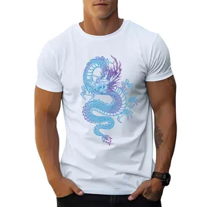 2024, las últimas camisetas gráficas de dragón de estilo chino, Camisetas estampadas de algodón y poliéster para hombre, camisetas casuales con cuello redondo para hombre