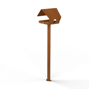 JH-Mech Buiten Vogelhuis Staand Robuust Vogelvoederpaal Gemakkelijk te Reinigen Premium Design Cortenstaal Vogelvoederstation - Product Image 1