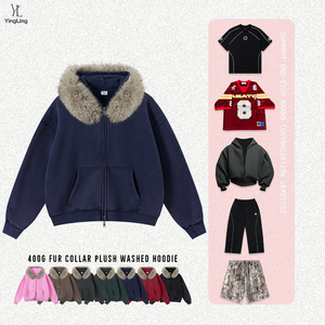 Felpe <span class=keywords><strong>con</strong></span> Cappuccio Unisex Personalizzate Yingling <span class=keywords><strong>con</strong></span> Logo, Collo in Pelliccia Lavato, Stile Vintage <span class=keywords><strong>con</strong></span> <span class=keywords><strong>Colletto</strong></span> Alto, Felpe Pesanti <span class=keywords><strong>con</strong></span> Cappuccio - Product Image 4