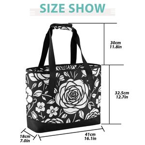 Custom Floral Print Insulated <b>Lunch</b> <b>Bag</b> for <b>Women</b> Wholesale Cooler Tote with Strap for Shopping and Work - Product Image 2