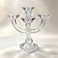 Candélabres Modernes à 5 Branches Sculpturaux Personnalisés Centre de Table Bougeoir en Cristal Transparent pour Mariage