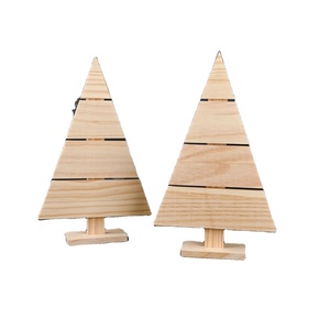 Albero di legno di natale ritagli artigianali a forma di albero incompiuto in legno rustico casa albero decorazione Desktop - Product Image 1