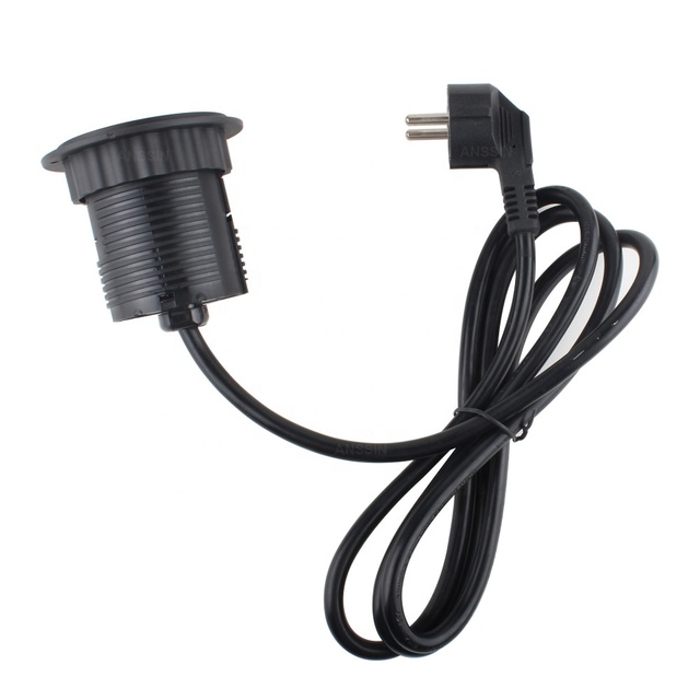 Recessed In-desk Power Socket Grommet 60mm Round Desktop Socket