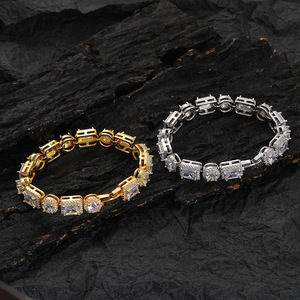 Tennis <b>Bracelet</b>, Rectangular Round Spacer <b>Copper</b> Inlaid Zircon Couple Fashion Tanjing Fashion Lijing Necklace - Product Image 1