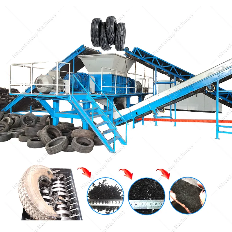 High Performance waste reclaimed rubber tyre recycling equipment Tyre Shredder Waste Tire Recycling Production Line