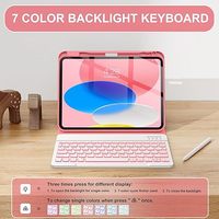 Pour iPad (A16) 11e/10e génération 11/10,9 pouces Étui avec clavier (2025/2022)-7 couleurs rétroéclairage Clavier folio détachable sans fil