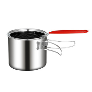 Friteuse d'extérieur en acier inoxydable 304, poignée pliable, poli miroir, pour camping, pique-nique, utilisation pour 2-3 personnes - Product Image 4