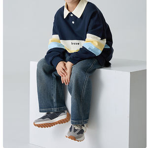 Nouvelle Collection Printemps-Automne 2026 : Polo à Manches Longues pour Garçons, Style Coréen, avec Blocs de Couleurs et Col Revers - Product Image 6