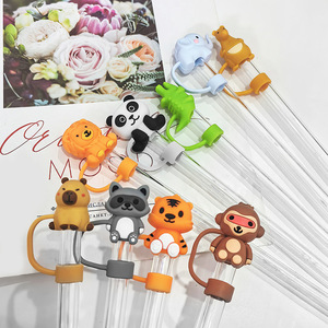 En gros, embouts de paille en silicone 3D en forme d'animaux marins, créatifs, de dessin animé, pour pailles de 10 mm - Product Image 5