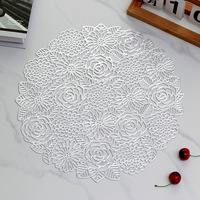 Napperon de table rond ajouré Rose, style nordique, en PVC, imperméable, résistant à l'huile et isolant thermique, pour hôtels et mariages