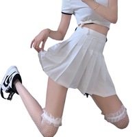Bas en nylon à nœud papillon, dentelle, au-dessus du genou, blanc, style Lolita, mi-mollet, style JK, à volants, pour femme, mi-mollet, noirs, résistants à l'effilochage
