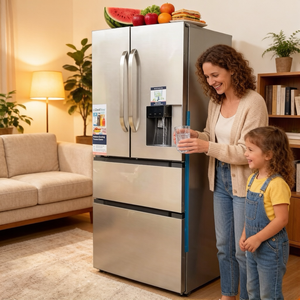 Réfrigérateur multi-portes Homa 220V version personnalisée 510L en acier inoxydable <span class=keywords><strong>noir</strong></span> et argent, avec technologie Inverter, sans givre et à refroidissement par air, classe énergétique A - Product Image 2