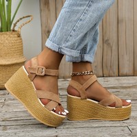 Sandales compensées lumineuses à bride arrière pour femme - Collection Printemps/Automne pour l'extérieur - Offre Spéciale