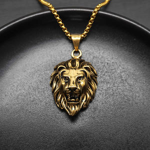 Ingrosso collana con ciondolo in metallo da uomo con ciondolo in metallo e Rock per gioielli con testa animale collana pendente - Product Image 4