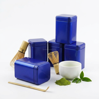 Boîte en fer blanc carrée vide de qualité alimentaire avec couvercle en fer blanc, pour poudre de matcha et café, conteneur de rangement de cuisine en métal à double couvercle, argent/noir/blanc