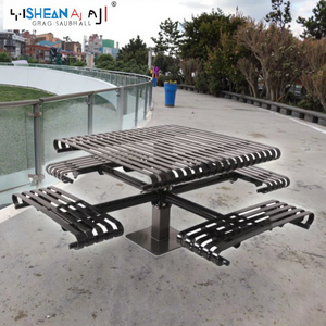 Giardino esterno mobili da giardino doghe in acciaio design moderno da esterno tavolo panca termoplastica rivestito sedia tavolo da pranzo - Product Image 6