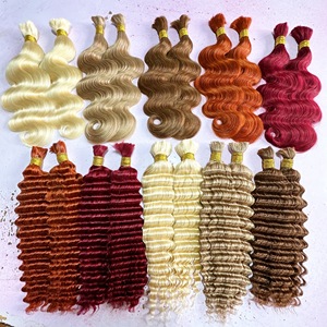 Capelli Umani Remy Brasiliani Ricci Ondulati Rosso Rame Super Ondulati Naturali Ciocche Marrone Rossastro - Product Image 2