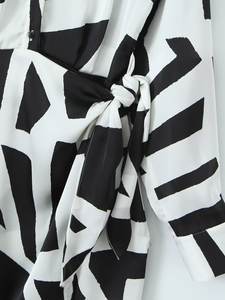 TAOP&ZA Nouvelle Collection Printemps 2026 – <span class=keywords><strong>Robe</strong></span> Élégante en <span class=keywords><strong>Satin</strong></span> Imprimé Zèbre à Boutonnage Simple et Ceinture à Nouer pour Femme 2443 - Product Image 4