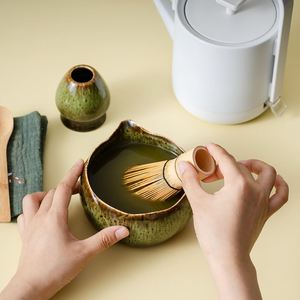 Ensemble de bols en céramique Matcha avec fouet en bambou et passoire en acier inoxydable, design Wabi Sabi pour la cérémonie du thé - Product Image 4